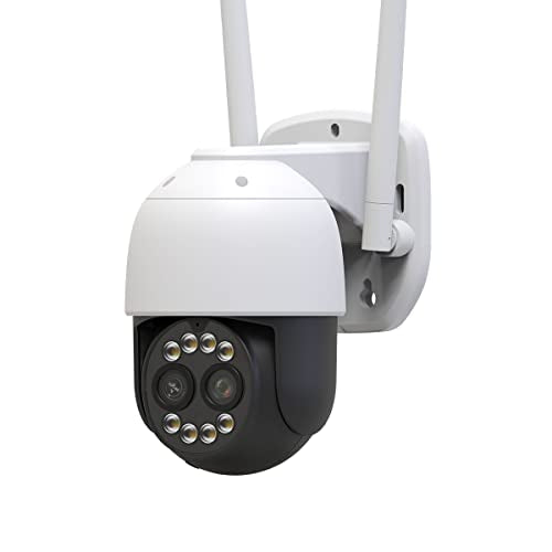 EASYTAO 9825G Cámara de Seguridad Exterior Wifi con Lentes Duales de 4MP*2, ICsee APP, Zoom Óptico 8X Seguimiento Automático Pan/Tilt Vista de 360°, PTZ Cámara Exterior con Visión Nocturna, Audio Bidireccional, Detección de Movimiento, Compatible con Alex