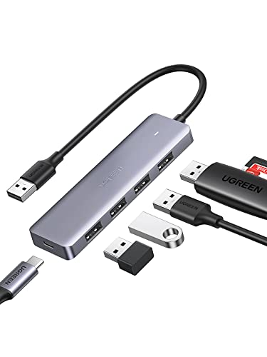 UGREEN Hub USB 3.0, Adaptador de USB 3.0 4 Puertos SuperSpeed 5Gbps Compatible con Macbook, Macbook Pro, PC, Portátil, PS4, PS5, Xbox, Memoria USB, Ratón, Teclado