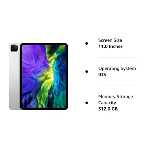 Apple iPad Pro, 11pulgadas, wifi, 512 GB, color plata, 2a generación, 2020, (Reacondicionado)