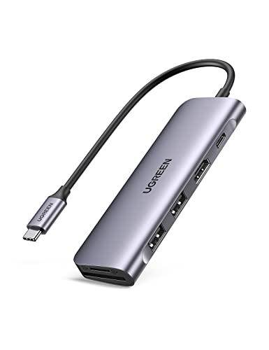 Adaptador UGREEN USB-C a HDMI/ 2 USB 3.0/ lector de tarjeta/ PD