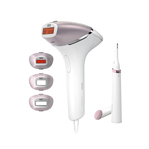 Philips Lumea Prestige Depiladora IPL, Tecnología Sense IQ, Luz Pulsada, con cable, 4 Cabezales Inteligentes (Cuerpo, Bikini, Axilas y Cara) y SmartSkin Sensor, incluye un Recortador Precisión