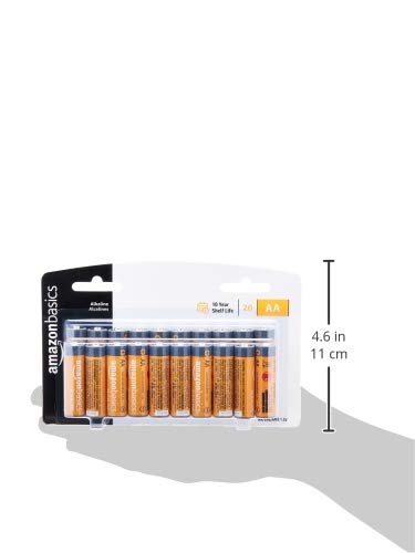 AmazonBasics - Pilas alcalinas AA de 1,5 voltios, AA, Paquete de 20