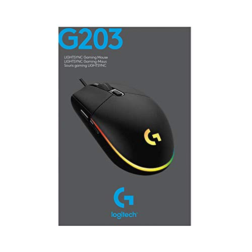 Logitech G203 LIGHTSYNC Mouse Gaming con Iluminación RGB Personalizable, 6 Botones Programables Seguimiento de hasta 8,000 DPI, Ultra-ligero - Negro