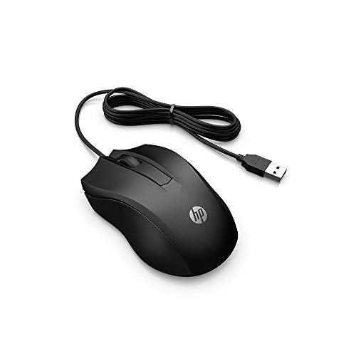HP Mouse Alámbrico 100, Cable de Conexión USB, Windows/MAC OS, Negro