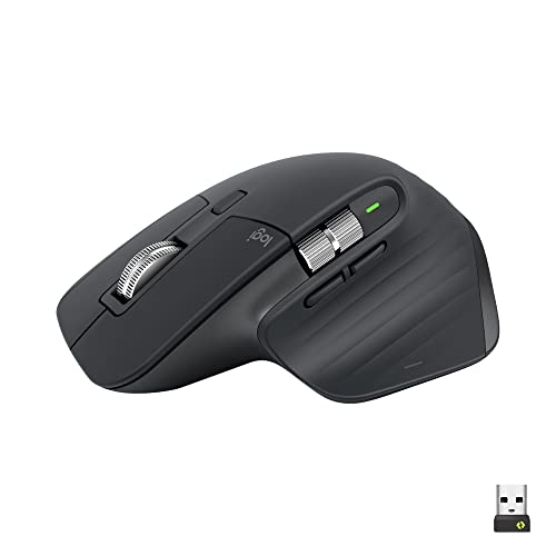 Logitech MX Master 3S - Mouse Inalámbrico de Desempeño, Scrolling Ultra-rápido, 8K dpi, Seguimiento sobre Vidrio, Clics Silenciosos, USB-C, Bluetooth, Windows, Linux, Chrome - Grafito