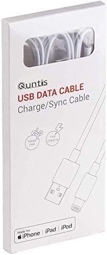 Quntis Cable Lightning iPhone, MFi Certificado 3 Piezas 2m, Compatible con iPhone 14 13 12 11 XS MAX XR X 8 7 6s Plus, iPad Mini/Air, iPod, Airpods - Blanco