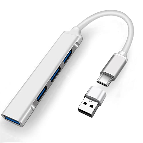 4 En 1 USB 3.0 Hub, Super Speed 10Gbps Hub USB C, Aluminio de USB 3.1 Tipo C hub, para Macbook PC Portátil Tesla XPS etc (con Adaptador USB)