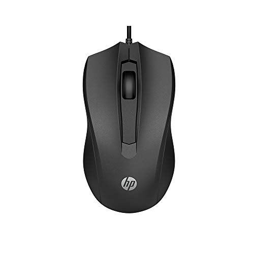 HP Mouse Alámbrico 100, Cable de Conexión USB, Windows/MAC OS, Negro