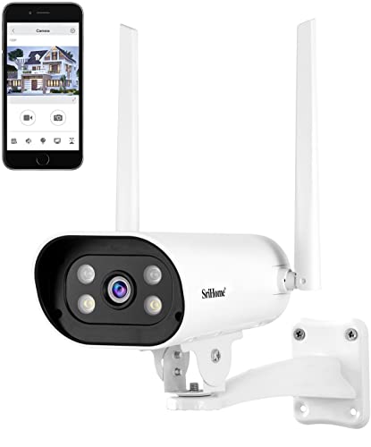 Cámara de Seguridad Exteriores 5MP Camara Bala de Vigilancia WiFi Inalambrica, Impermeable IP66, Visión Nocturna A Color, Audio Bidireccional, Detección de Movimiento, Alarma Instantánea, Monitoreo Casa Inteligente Control Remoto en Android/iOS, Admite Ta