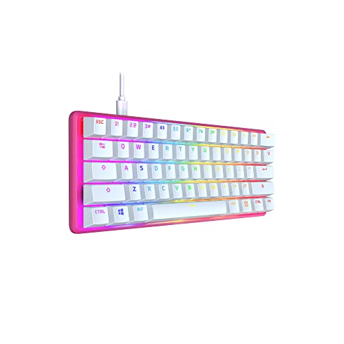 HyperX Alloy Origins 60 - Teclado mecánico para juegos - Factor de forma ultra compacto del 60% - Interruptor rojo lineal - Teclas PBT de doble disparo - Retroiluminación LED RGB - Compatible con software NGENUITY - Rosa (reacondicionado)