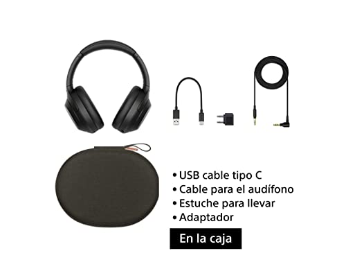 Sony WH-1000XM4 - Auriculares inalámbricos con cancelación de ruido (negro  WH1000XM4/B) + cargador de pared con cable USB tipo C