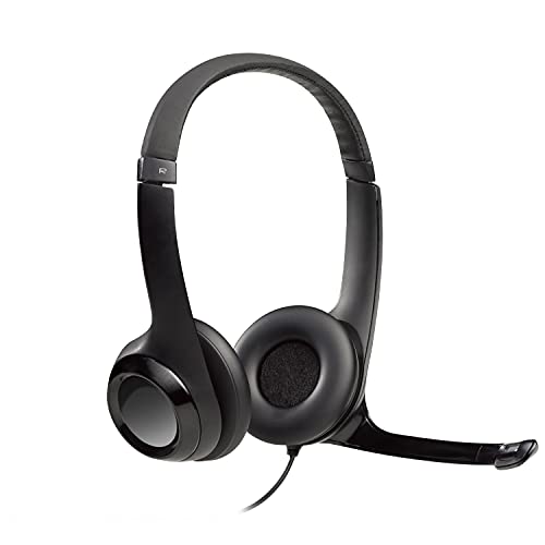 Logitech H390 Diadema con Cable, Sonido Estéreo y Micrófono USB con Supresión de Ruido, Controles Integrados en el Cable, PC/Mac/Laptop/Chromebook - Negro
