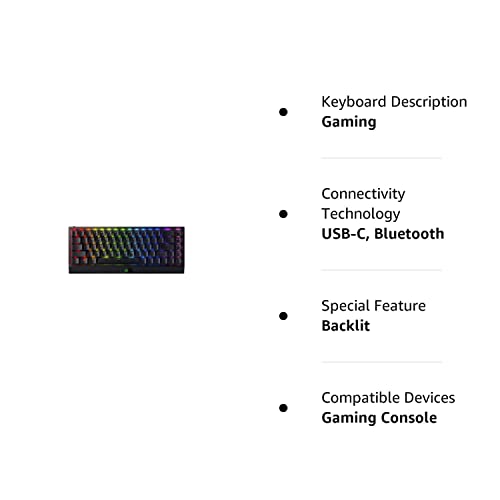 Razer BlackWidow V3 Mini HyperSpeed 65% Teclado mecánico inalámbrico para juegos: tecnología inalámbrica HyperSpeed - Interruptores mecánicos verdes (Reacondicionado)