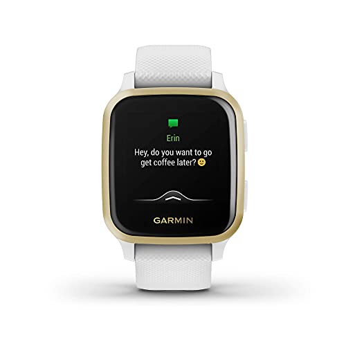 Garmin Venu Sq, reloj inteligente GPS con pantalla táctil brillante, hasta 6 días de duración de la batería, oro claro y blanco (Reacondicionado)