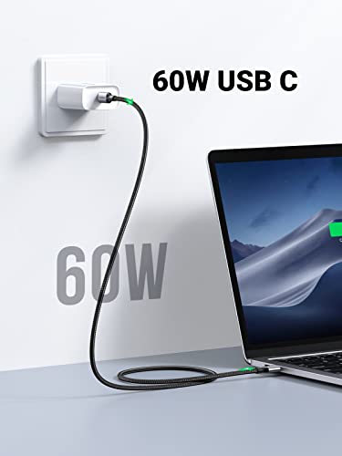UGREEN Cable USB C a USB C 2 Unidades, 60W PD Carga Rapida 20V 3A, Nylon Trenzado, 2M Cargador USB Tipo C a Tipo C Compatible con Galaxy S23 S22 S21, Macbook Pro 2021, iPad Pro 2021, LG, 2M