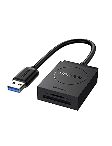UGREEN 2 en 1 Lector de Tarjeta Múltiple, Lector USB 3.0 a Tarjeta Memoria, Soporta Tarjetas de Memorias TF, SD y Micro SD, Transmisión de Datos Simultáneamente Entre Dos Tarjeta