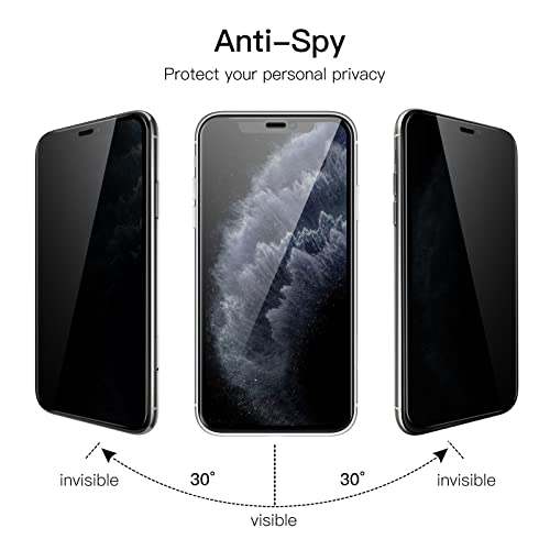 JETech Protector de Pantalla Privacidad para iPhone 11 Pro Max/XS Max 6,5 Pulgadas, Cobertura Completo Mica Cristal Vidrio Templado Antiespia, Amigable para Funda, 2 Unidades