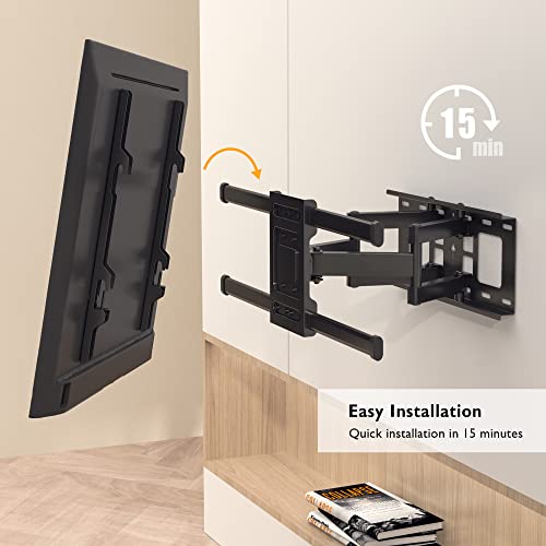 BONTEC Soporte TV Pared para Pantallas de 32-85 Pulgadas Plana & Curva LED LCD OLED, Soporte Pared TV de Articulado Inclinable y Giratorio, Resistentes hasta 60 kg, VESA Máx 600x400 mm