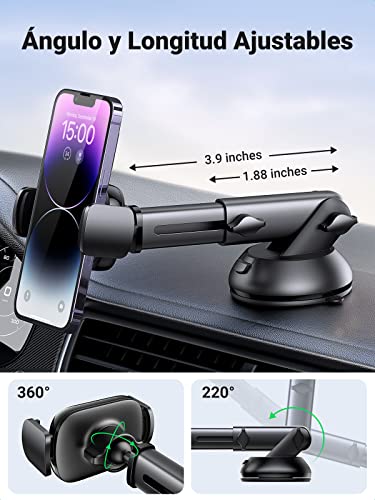 UGREEN Soporte Celular Auto, Base Porta Celular para Automóvil Tablero y Parabrisas, Car Phone Holder Ventosa Carro, Compatible con iPhone 14 Pro Plus Pro Max 13 12 11, Galaxy S23 Ultra, S23, S22 Ultra, Xiaomi, Redmi, Huawei