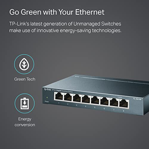 TP-Link TL-SG108 Unmanaged Switch de Escritorio, 8 Puertos 10/100/1000Mbps