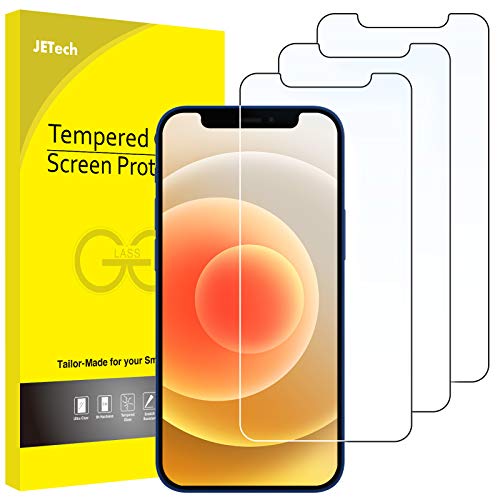 JETech Protector de Pantalla para iPhone 12 y iPhone 12 Pro 6,1 Pulgadas, Mica de Cristal Vidrio Templado, 3 Unidades