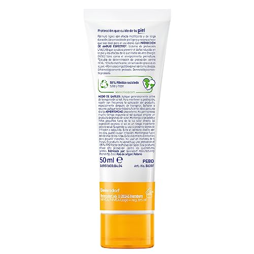 NIVEA SUN Protector Solar Facial Control De Brillo (50 ml), con Efecto Matificante de Larga Duración, Bloqueador solar FPS 50+, no Grasoso para Todo Tipo de Piel