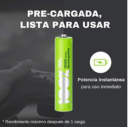 Paquete de 4 Baterias Recargables AAA con Capacidad de Carga de 1000 mAh /  Master / AAA-4X1000