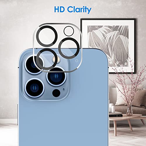 JETech Protector Lente de Cámara para iPhone 13 Pro Max 6,7 Pulgadas y iPhone 13 Pro 6,1 Pulgadas, Mica de Cristal Vidrio Templado Pantalla 9H, HD Transparente, Antiarañazos, 3 Unidades