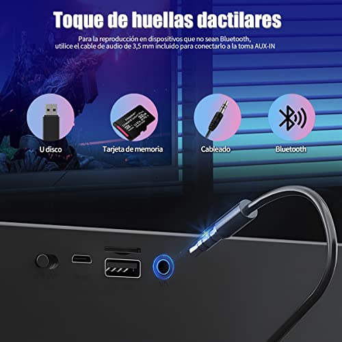 AXIDUN RGB Barra de Sonido Estéreo Bluetooth 5.0 Inalámbrico con Subwoofer para TV Bocinas para PC, Altavoces para Computadora, Barra de Sonido, Altavoces Multimedia para Escritorio