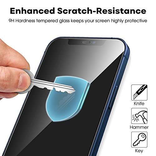 JETech Protector de Pantalla Cobertura Completo para iPhone 12/12 Pro 6,1 Pulgadas, Mica de Cristal Vidrio Templado, con Herramienta de Instalación, Amigable para Funda, HD Transparente, 3 Unidades