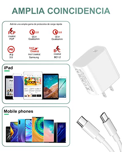 TMOSLY 30W Cargador Tipo C de Pared Charge rápida con 1.8M Cable Carga Rápida,Admite una Amplia Gama de protocolos de Carga rápida,para Samsung/Xiaomi/iPad/Huawei