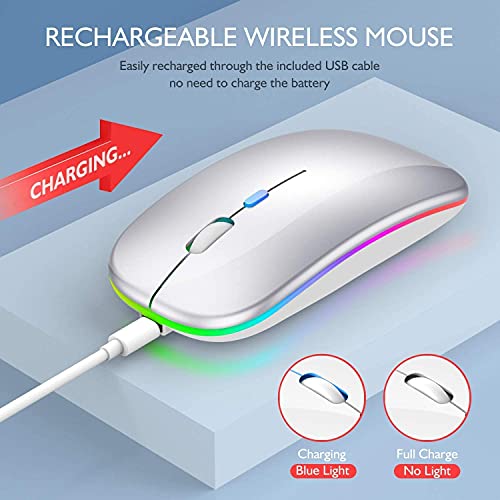 Mouse Bluetooth Inalámbrico - LED Ratón Bluetooth (BT5.2/BT3.0/2.4G USB) Ratón Recargable Silencioso Click - Ratón Inalámbrico para Computadora Portátil PC Mac iPad Android Windows