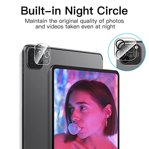 JETech Protector Pantalla para iPad Pro 11 Pulgadas, 2022/2020/2021 (4.ª/3.ª/2.ª Generación) y Protector Lente Cámara,Mica Cristal Vidrio Templado HD, Compatible Pencil y Face ID, 2 Paquetes Cada Uno