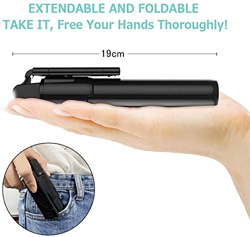 Salandens Palo Selfie Trípode,Selfie Stick Trípode Inalámbrico con Control Remoto,360°Rotación Extensible Selfie Stick para iPhone/Samsung Galaxy/Huawei/HTC/Xiaomi y Otros Celular Inteligentes(con espejo)