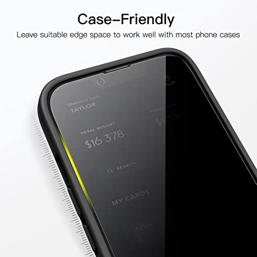 JETech Protector de Pantalla Privacidad Cobertura Completo para iPhone 13/13 Pro 6,1 Pulgadas, Mica Cristal Vidrio Templado Antiespia, Amigable para Funda, 2 Unidades