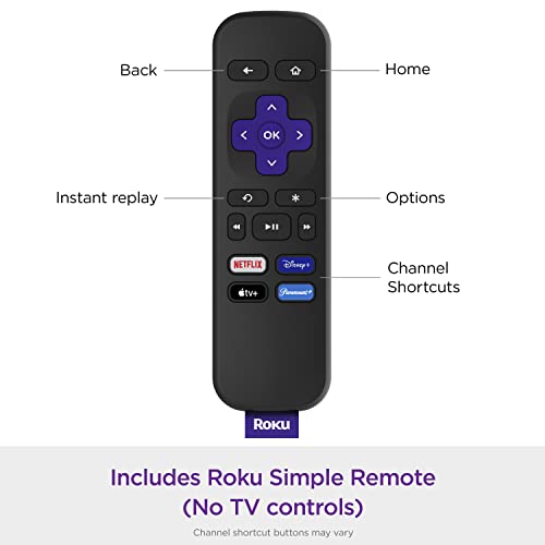 ROKU - Dispositivo de transmisión HD Express (Nuevo, 2022) con Cable HDMI de Alta Velocidad y Control Remoto Simple, configuración guiada y Wi-Fi rápido