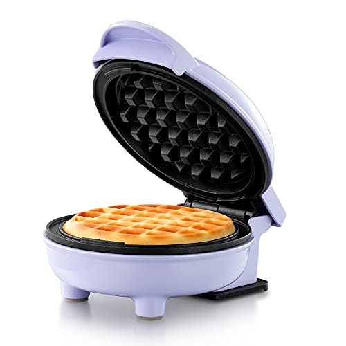 Holstein Housewares Miniwaffles personal/personalizable, revestimiento antiadherente, lavanda, gofres de 4 pulgadas en minutos, ideal para desayuno, almuerzo, almuerzo o aperitivos