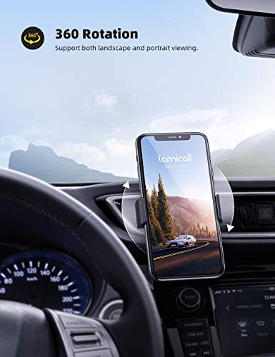 Lamicall Soporte Celular Auto, Porta Celular Auto - Carro de Rejillas de Ventilación Salidas de Aire para iPhone 12 Mini, 12 Pro MAX, 11 Pro, XS MAX XR X, 8, 7, 6S, Samsung A71 A51 S20 S10 S9, Android Smartphones - Negro