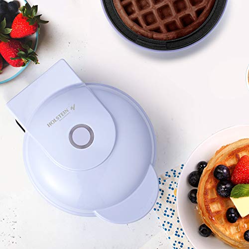 Holstein Housewares Miniwaffles personal/personalizable, revestimiento antiadherente, lavanda, gofres de 4 pulgadas en minutos, ideal para desayuno, almuerzo, almuerzo o aperitivos