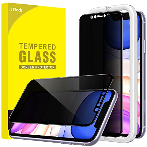 JETech 4 Vías 360° Privacidad Protector de Pantalla para iPhone 11/iPhone XR 6,1 Pulgadas, Mica Cristal Vidrio Templado Anti Espía Cobertura Completa, Herramienta de Instalación Fácil, 2 Unidades