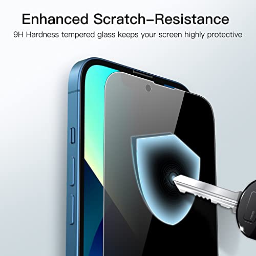JETech Protector de Pantalla Privacidad Cobertura Completo para iPhone 13/13 Pro 6,1 Pulgadas, Mica Cristal Vidrio Templado Antiespia, Amigable para Funda, 2 Unidades