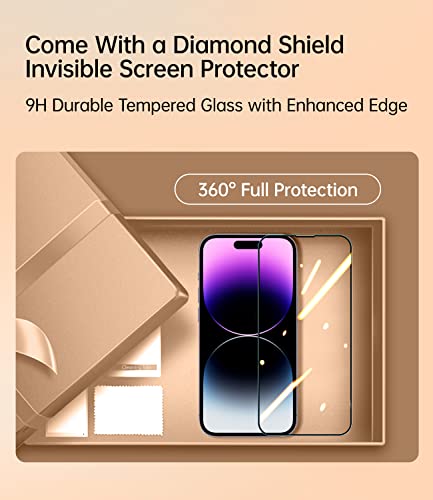 JUESHITUO Funda magnética Transparente para iPhone 14 Pro MAX con protección Completa de cámara [imanes N52 Fuertes n.º 1] Funda para teléfono niñas (6.7 Pulgadas), Color Morado Oscuro