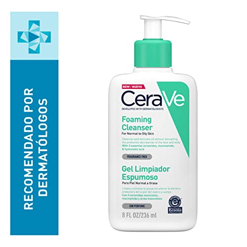 CeraVe Gel Limpiador Espumoso Diario para Piel Mixta, Grasa o con Acné 236ml