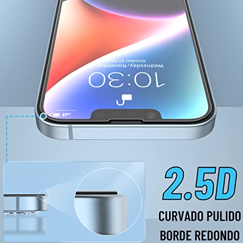Jasinber 3-Pack Mica de Vidrio Cristal Templado Compatible con iPhone 14 y iPhone 13/13 Pro 6.1 Pulgadas