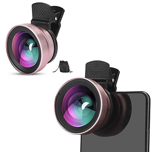 Lente profesional de teléfono 2 en 1, gran angular de 0.45X y lente macro con clip para teléfono celular compatible con teléfonos celulares Android/tabletas/cámara.