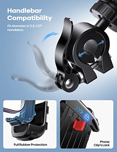 Lamicall Soporte Celular Bicicleta, Soporte para Celular Motocicleta - Universal Rotación 360° Anti Vibración Soporte Manillar iPhone 12 11 Pro MAX, Samsung A71, S20, Otros 4.7-6.8" Smartphone Android