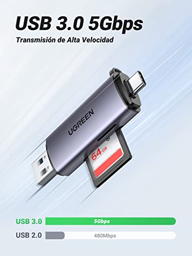 Lector de tarjetas SD USB 3.0 de doble ranura Flash lector de tarjetas de  memoria TF SD Micro SD SDXC SDHC MMC RS-MMC Micro SDXC UHS-I