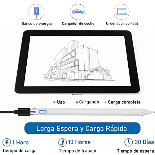 Lápiz óptico para pantallas táctiles, lápiz mejorado compatible con iPad  Generation Pro Air Mini, iPhone, Galaxy Surface, Kindle Fire, Android