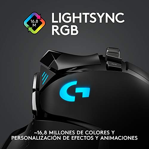 Logitech G502 LIGHTSPEED Mouse Gaming Inalámbrico, HERO 25K, 25,600 DPI, RGB, Peso Reducido, 11 Botones Programables, Batería Larga Duración, POWERPLAY-compatibile, PC, Negro