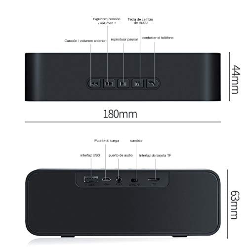 Bocina Bluetooth Portátil, Bluetooth 5.0 Altavoz Inalámbrico Impermeable  con Sonido Estéreo HD, Bajos Profundos,Reproducción Manos Libres, 3.5mm